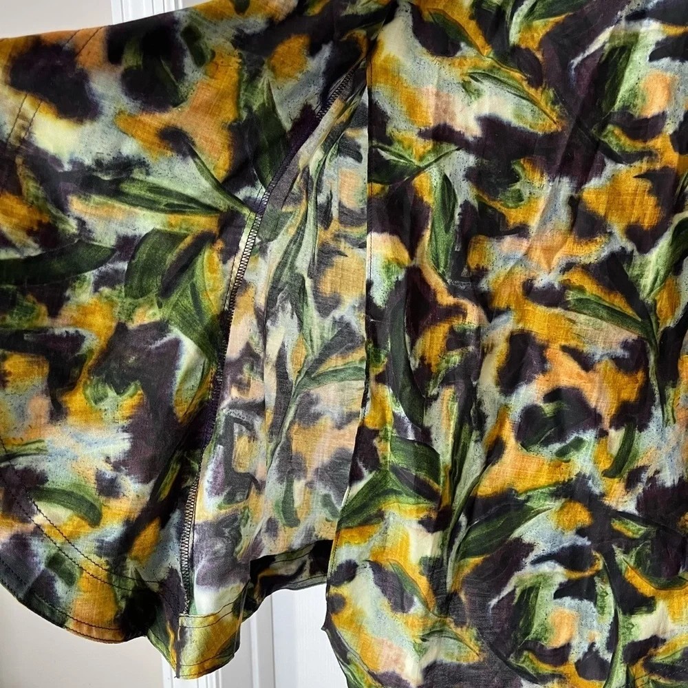 Marie Oliver Tilda Skirt Green Yellow Floral Asymmetrical Size 4